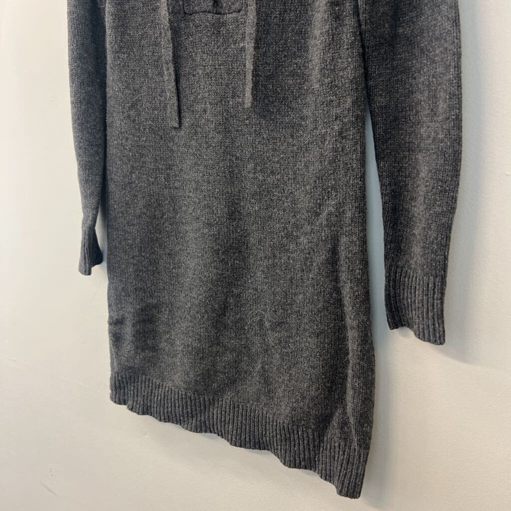 Madewell Grey Lace Up Front Long Sleeve Sweater Dress Extra Small