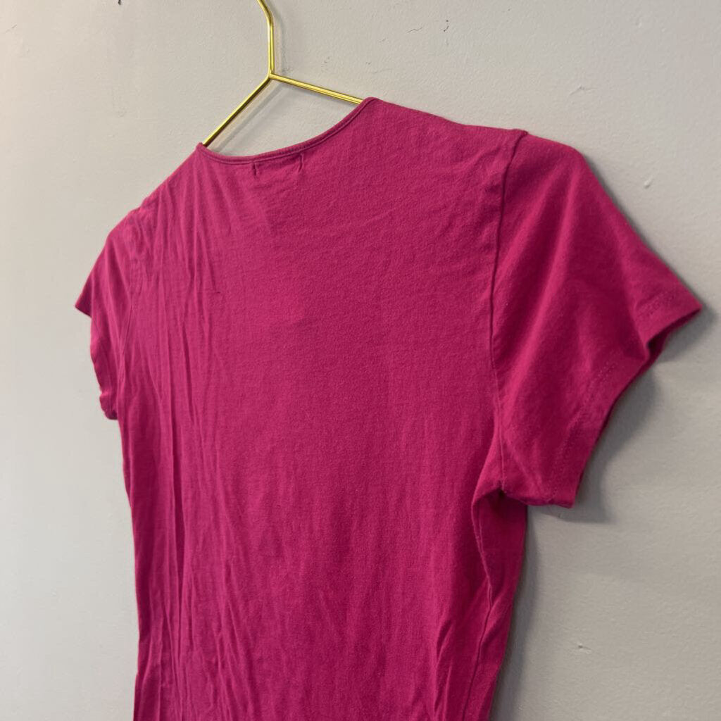 Velvet Pink/ Gold Short Sleeve Print Top Extra Small