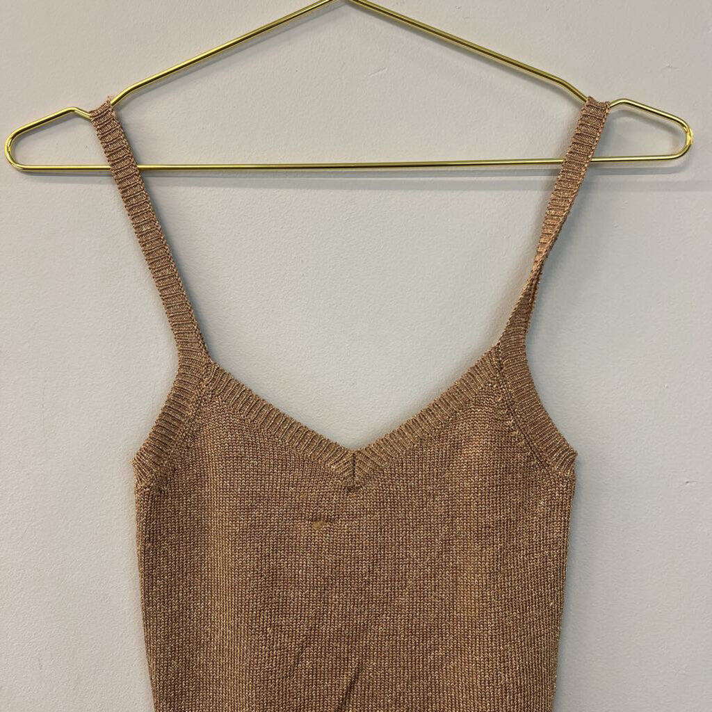 LPA Gold Metallic Thread Knit Sean Tank Extra Small