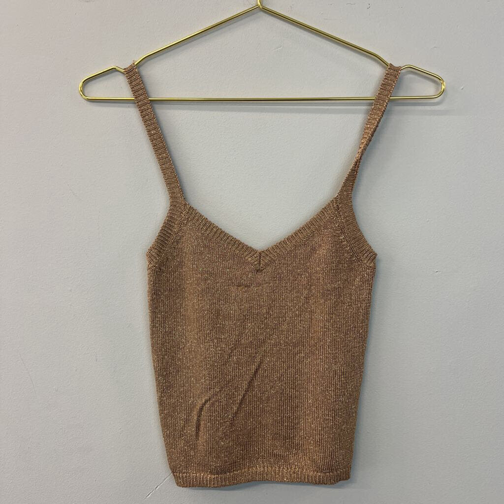 LPA Gold Metallic Thread Knit Sean Tank Extra Small