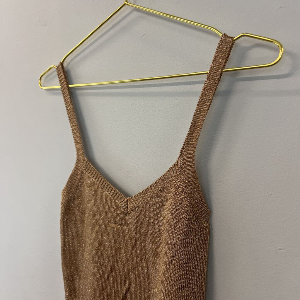 LPA Gold Metallic Thread Knit Sean Tank Extra Small