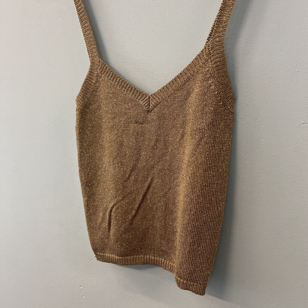 LPA Gold Metallic Thread Knit Sean Tank Extra Small