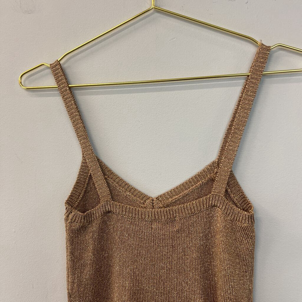 LPA Gold Metallic Thread Knit Sean Tank Extra Small