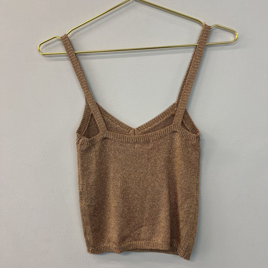 LPA Gold Metallic Thread Knit Sean Tank Extra Small