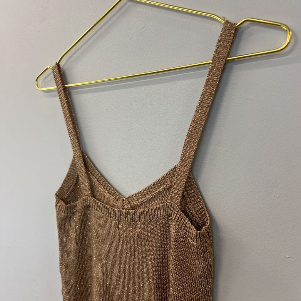 LPA Gold Metallic Thread Knit Sean Tank Extra Small