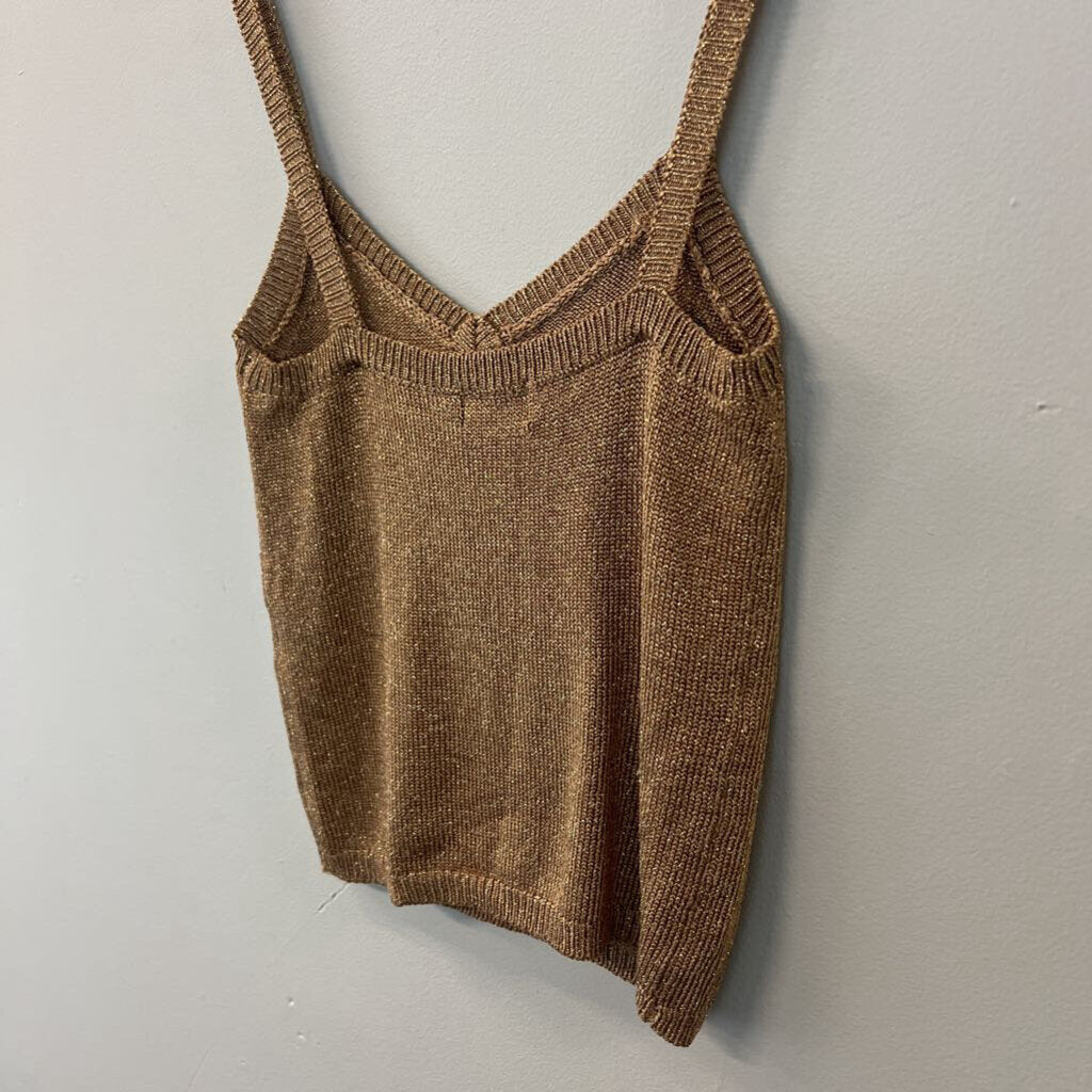 LPA Gold Metallic Thread Knit Sean Tank Extra Small