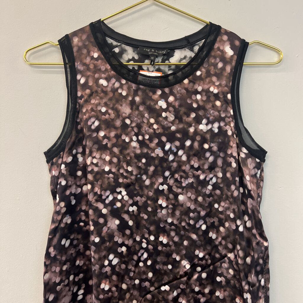 Rag and Bone Black/ Brown Print Sleeveless Top Extra Small