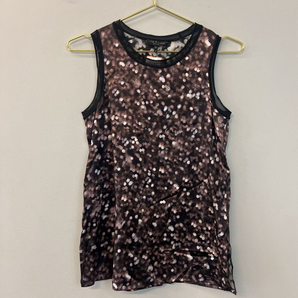 Rag and Bone Black/ Brown Print Sleeveless Top Extra Small