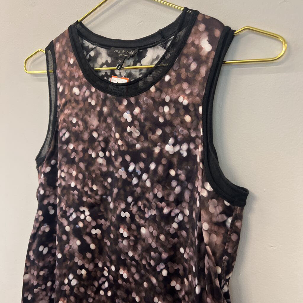 Rag and Bone Black/ Brown Print Sleeveless Top Extra Small