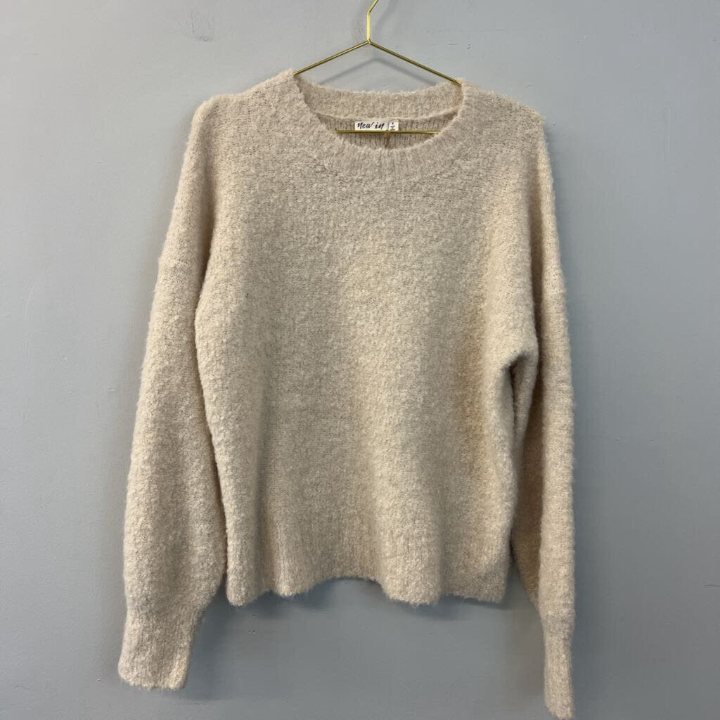 New In Cream Soft Fuzzy Long Sleeve Sweater Small