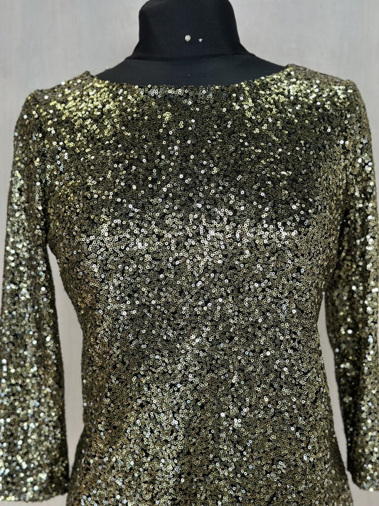 Worthington Black/ Gold Sequin Mini Dress Extra Small