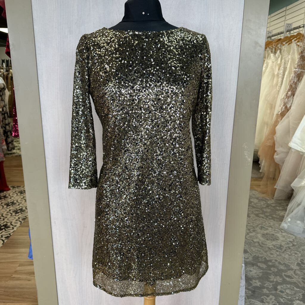 Worthington Black/ Gold Sequin Mini Dress Extra Small