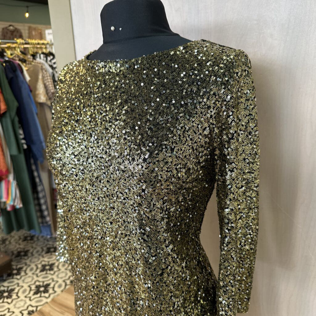 Worthington Black/ Gold Sequin Mini Dress Extra Small