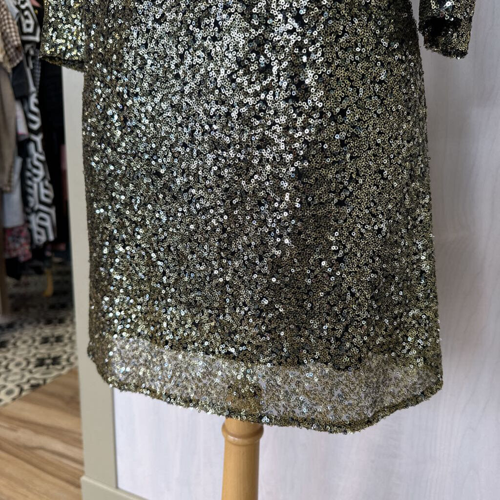 Worthington Black/ Gold Sequin Mini Dress Extra Small