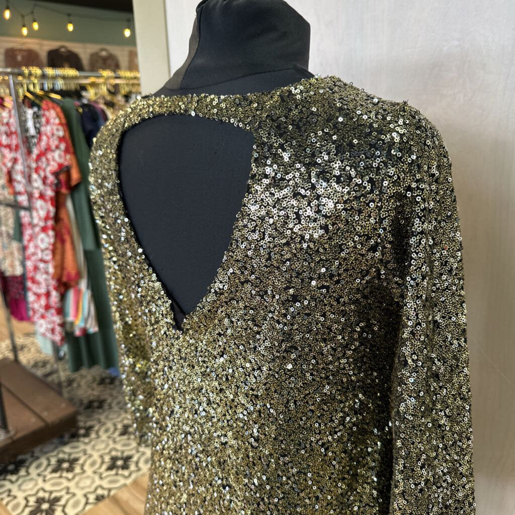 Worthington Black/ Gold Sequin Mini Dress Extra Small