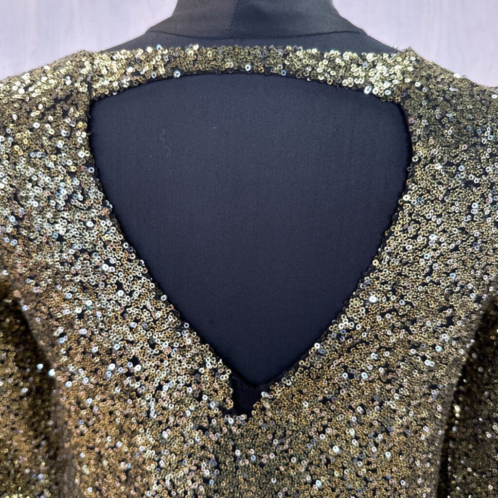 Worthington Black/ Gold Sequin Mini Dress Extra Small