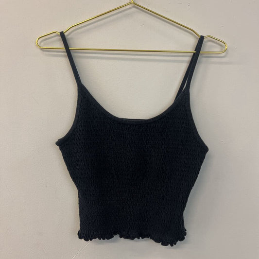 Hollister Black Smocked Cropped Tank Large