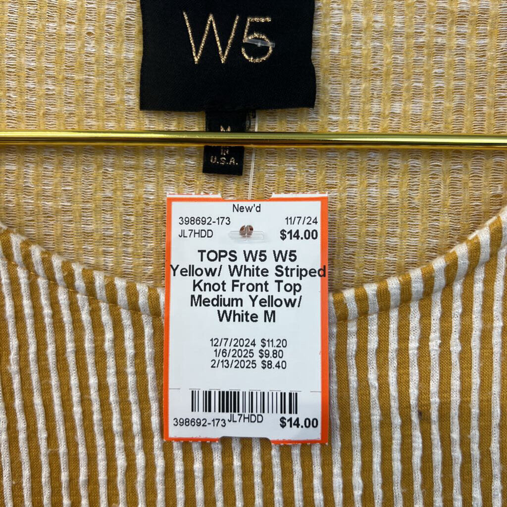 W5 Yellow/ White Striped Knot Front Top Medium