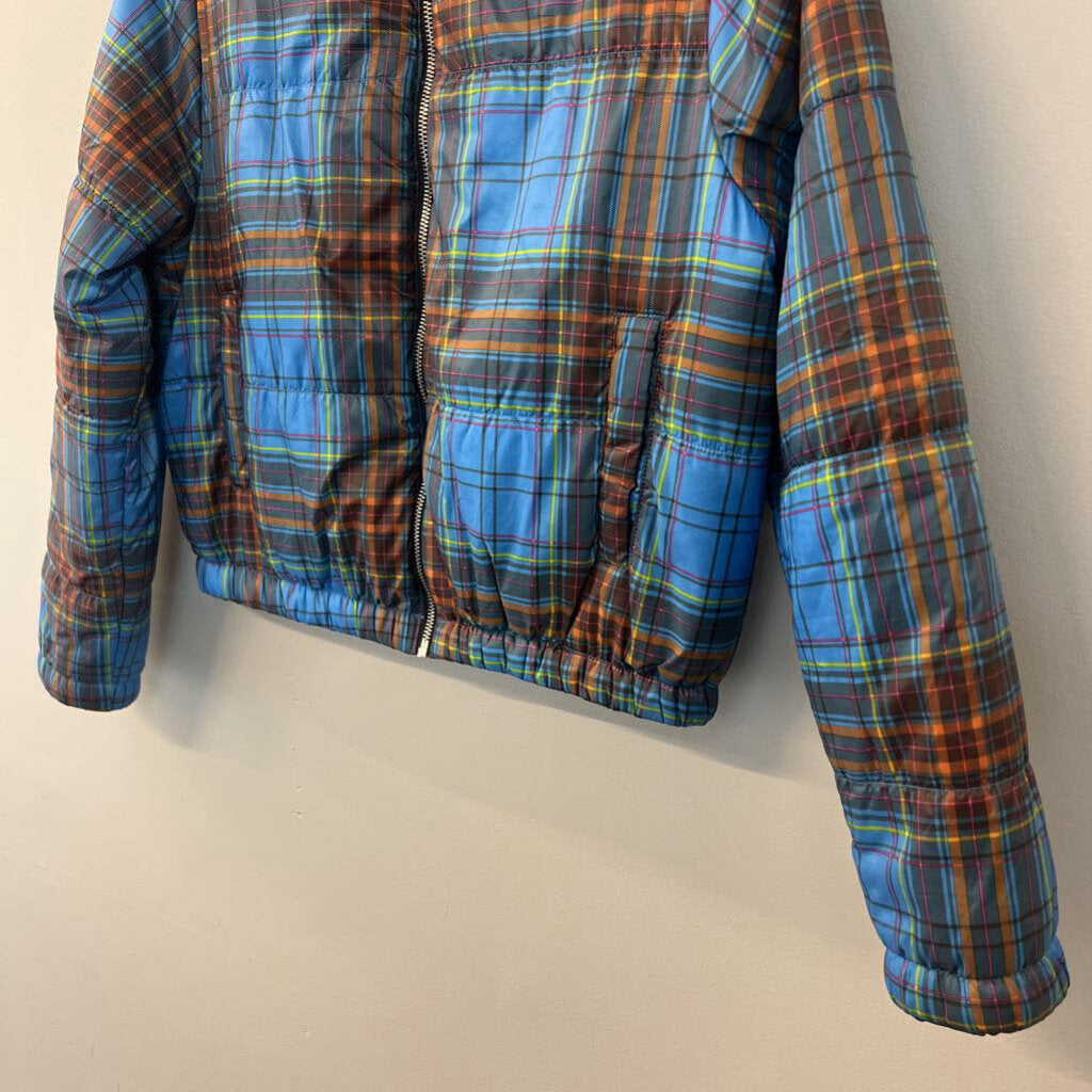 Wild Fable Blue/ Brown Plaid Puffer Jacket Large