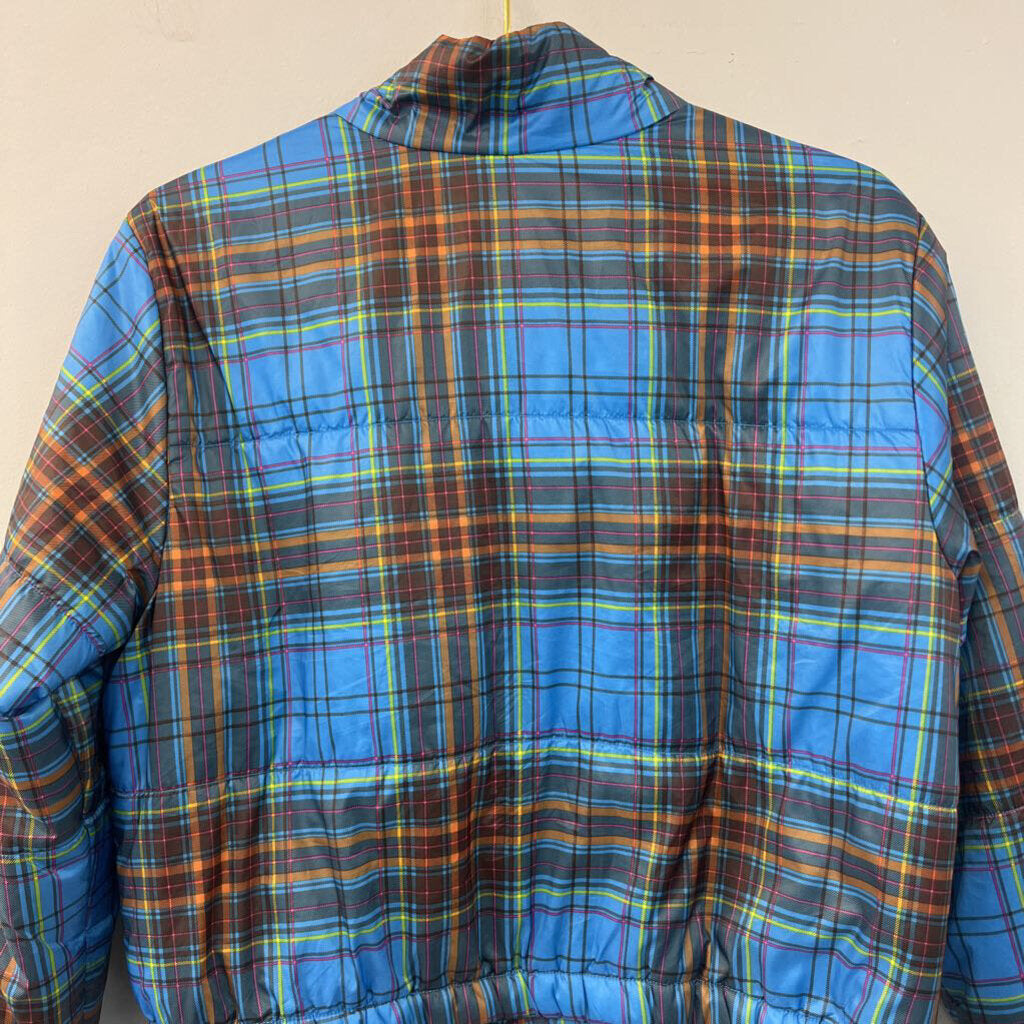 Wild Fable Blue/ Brown Plaid Puffer Jacket Large