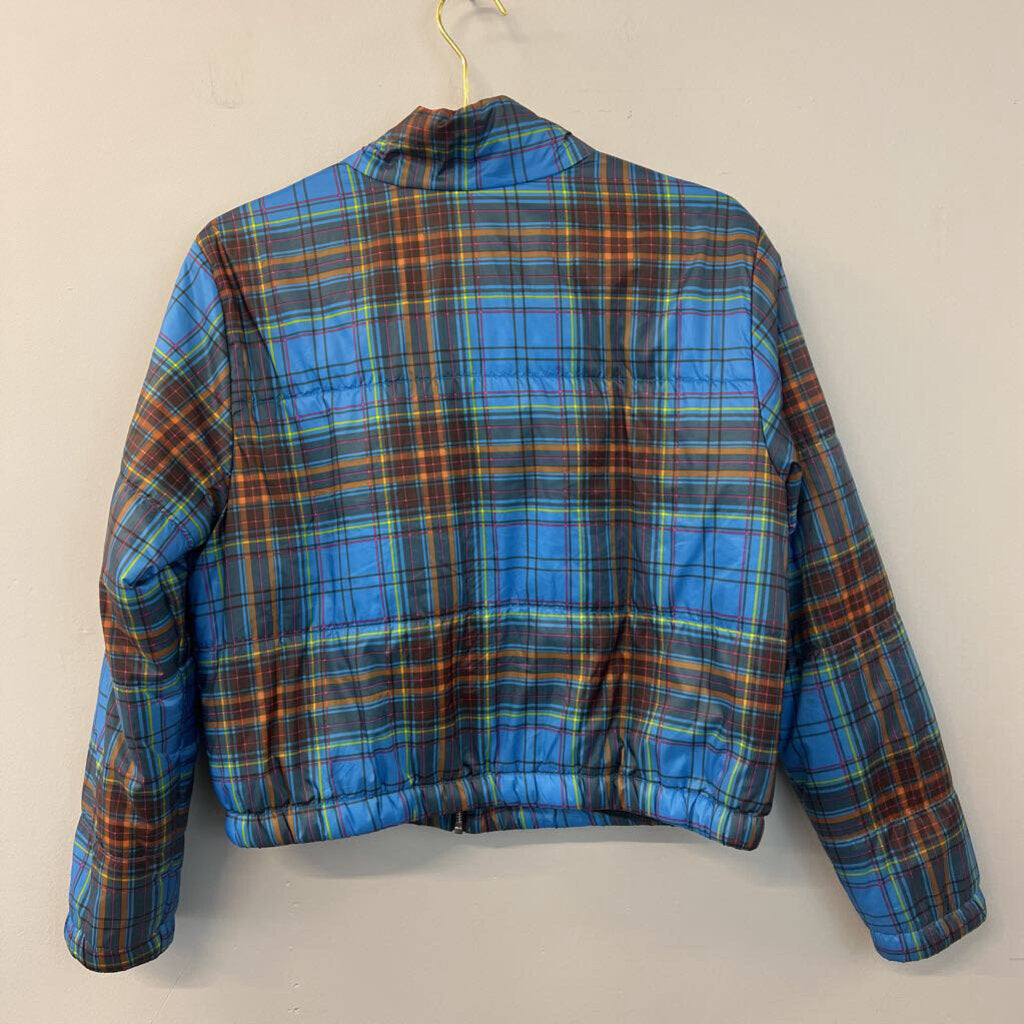 Wild Fable Blue/ Brown Plaid Puffer Jacket Large