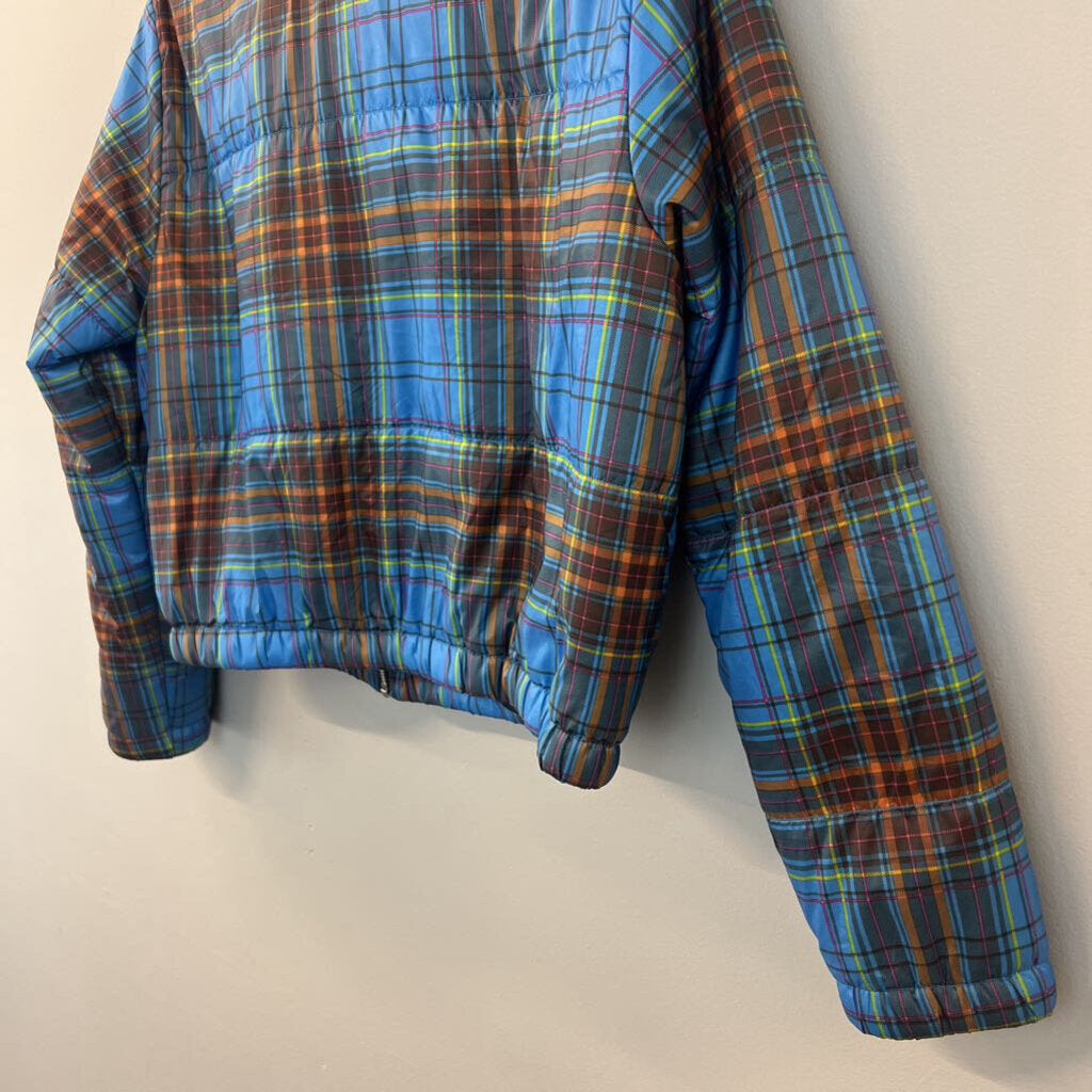 Wild Fable Blue/ Brown Plaid Puffer Jacket Large