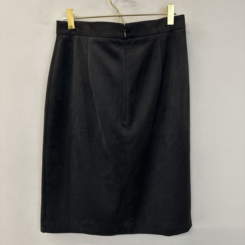 H&M Black Suede Side Button Midi Pencil Skirt 10