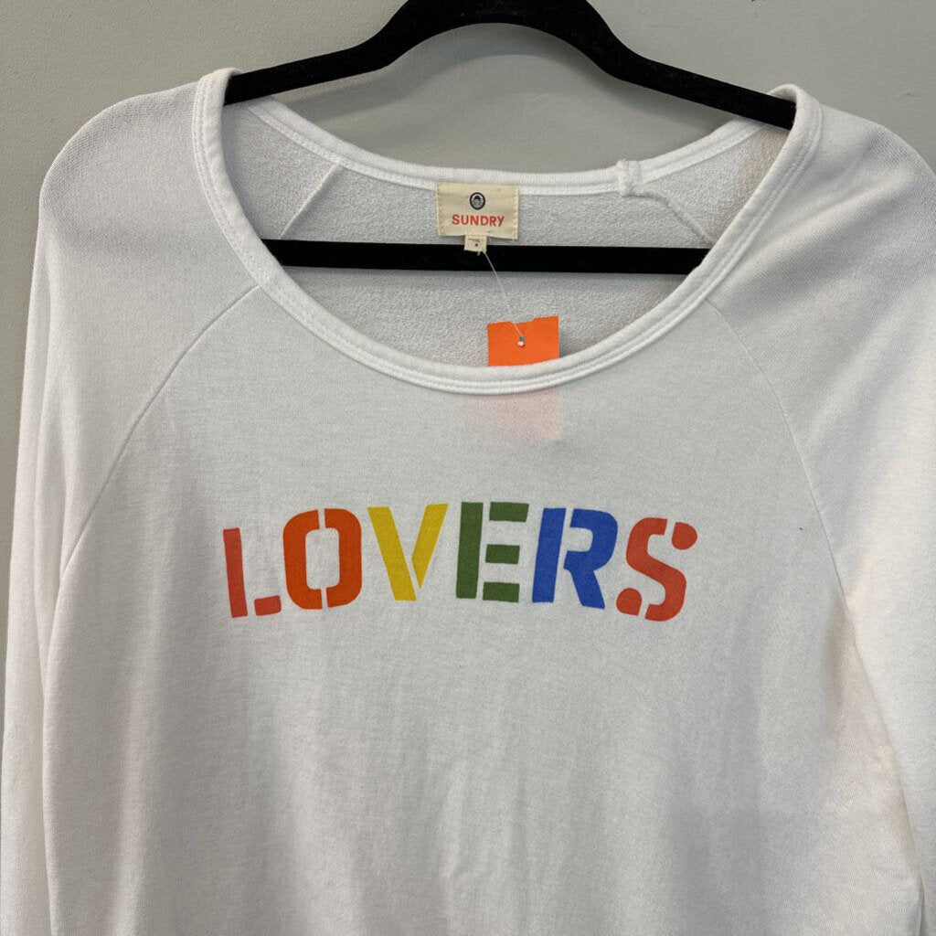 Sundry White Long Sleeve Multi Color 'Lovers' Graphic Top 2