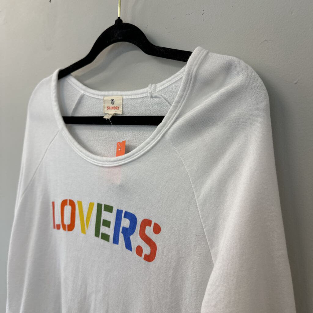 Sundry White Long Sleeve Multi Color 'Lovers' Graphic Top 2