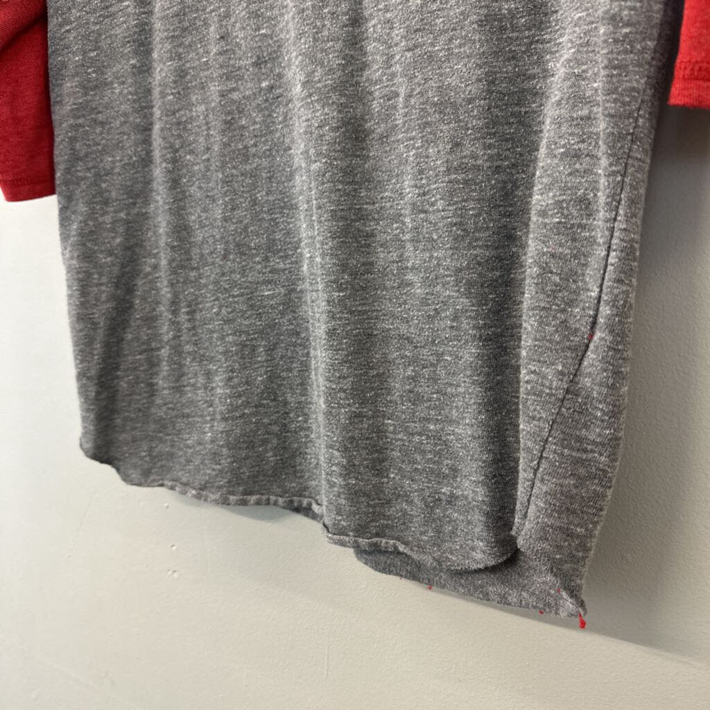 Red/ Grey 'Oh What Fun' Henley Tee Medium