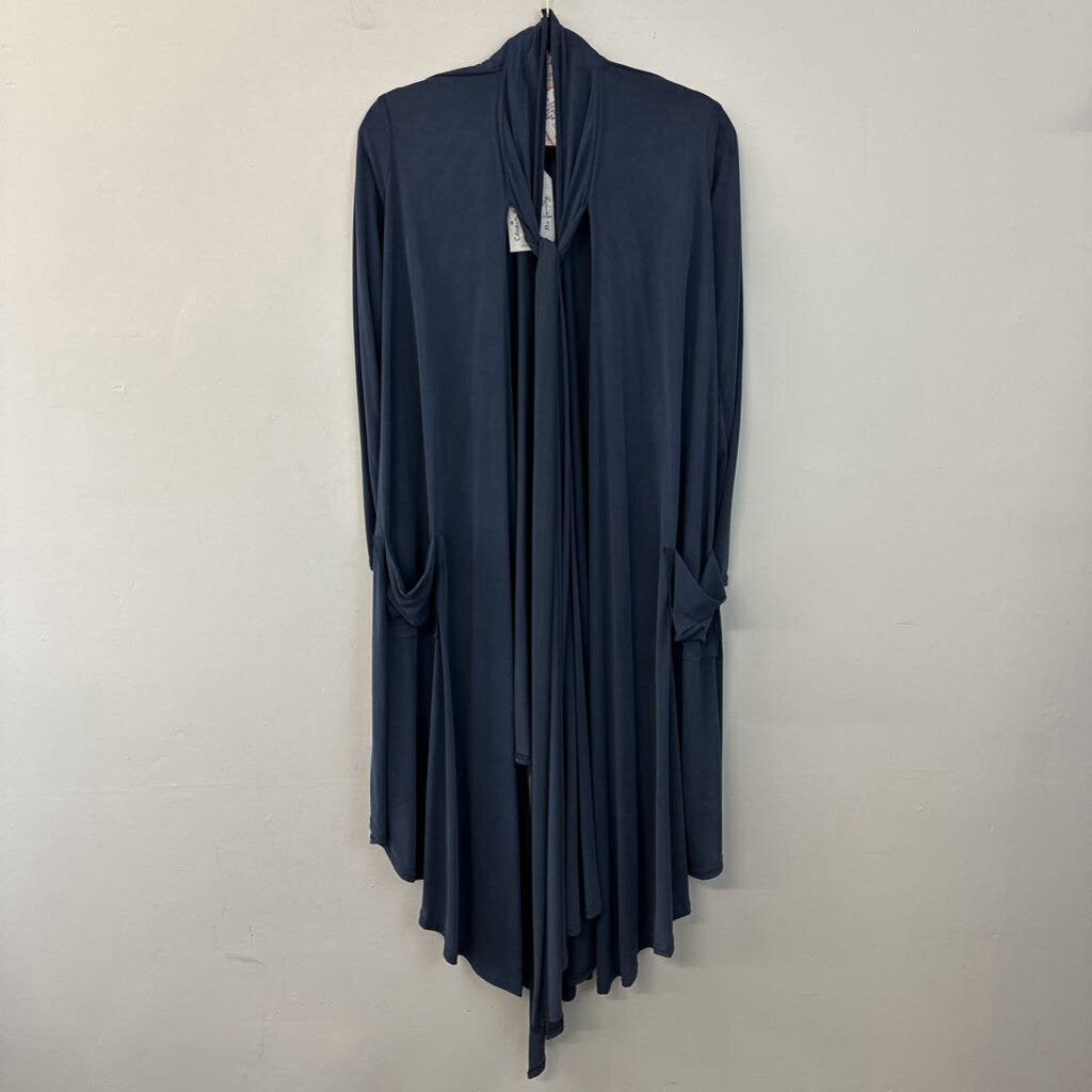 Cousin Earl Blue Scarf Neck Long Cardigan Extra Small