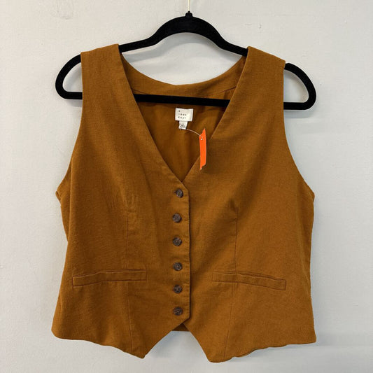 A New Day Brown Button Front Vest Top Large