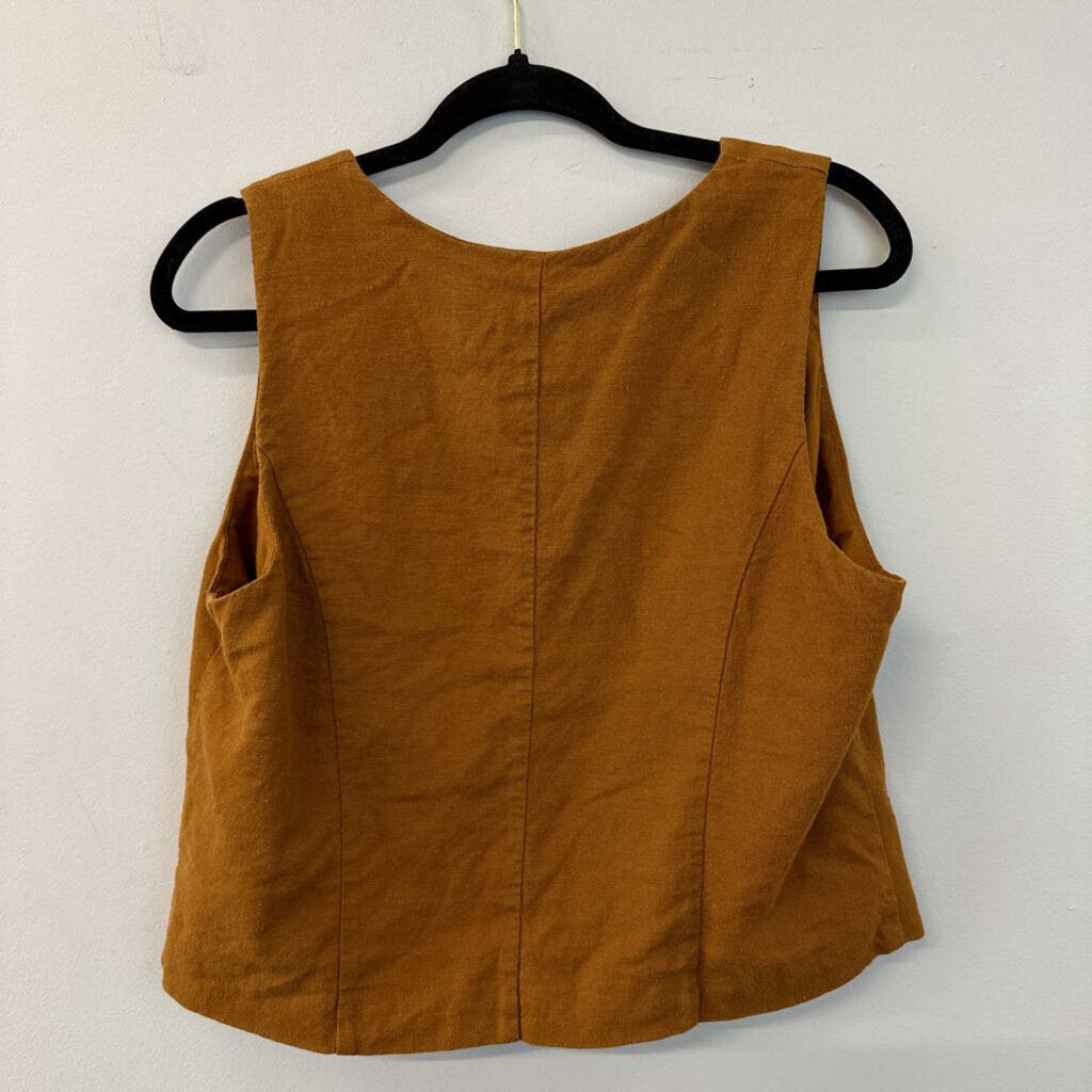 A New Day Brown Button Front Vest Top Large