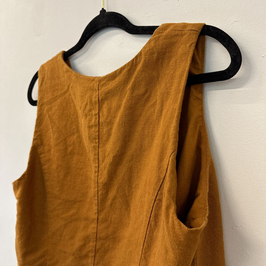 A New Day Brown Button Front Vest Top Large