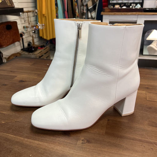 Thursday White Leather Ankle Boots 10