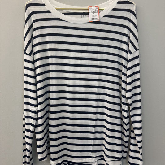 Gap White/ Navy Striped Long Sleeve Top Medium