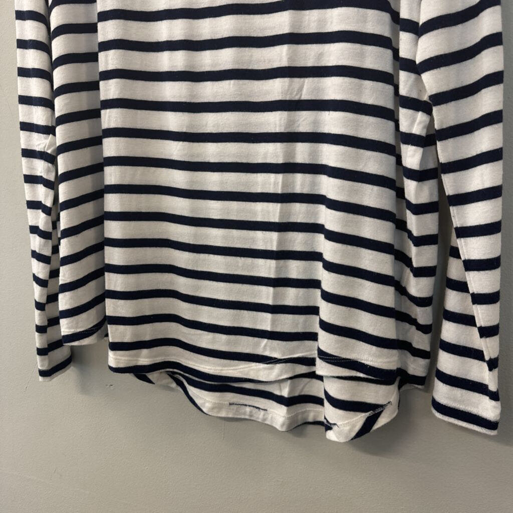 Gap White/ Navy Striped Long Sleeve Top Medium