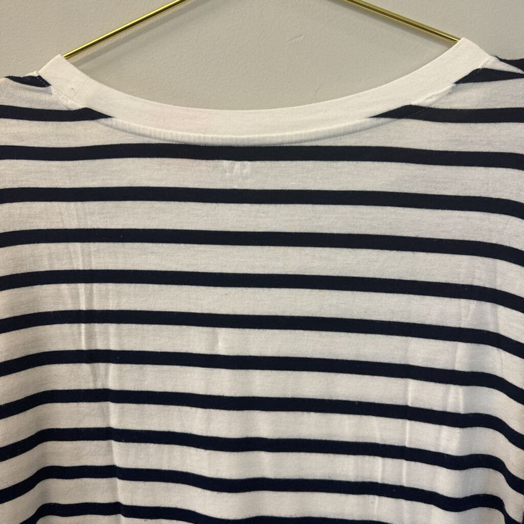 Gap White/ Navy Striped Long Sleeve Top Medium