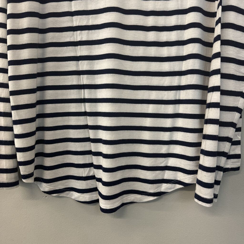 Gap White/ Navy Striped Long Sleeve Top Medium