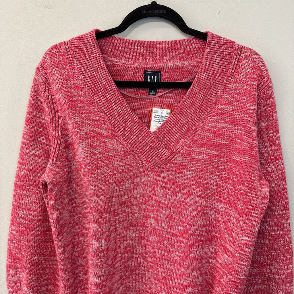 Gap Pink Knit V Neck Long Sleeve Sweater Medium