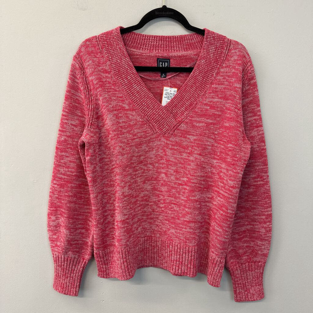 Gap Pink Knit V Neck Long Sleeve Sweater Medium