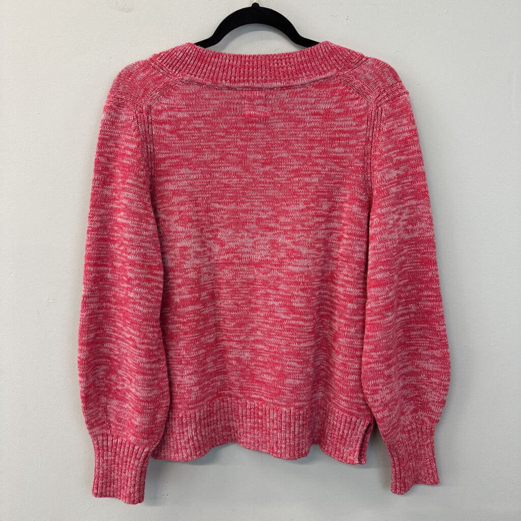 Gap Pink Knit V Neck Long Sleeve Sweater Medium