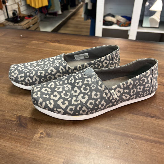 Toms Alpargata Steel Grey Painted Leopard Print Shoes 8.5