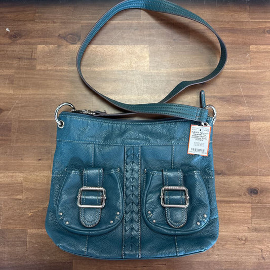 Tignanello Teal Pebbled Leather Crossbody Purse