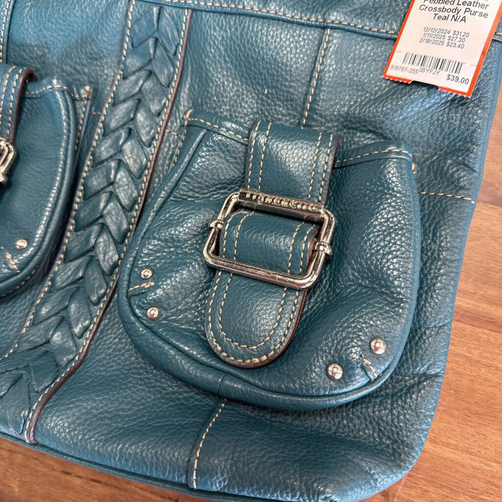 Tignanello Teal Pebbled Leather Crossbody Purse