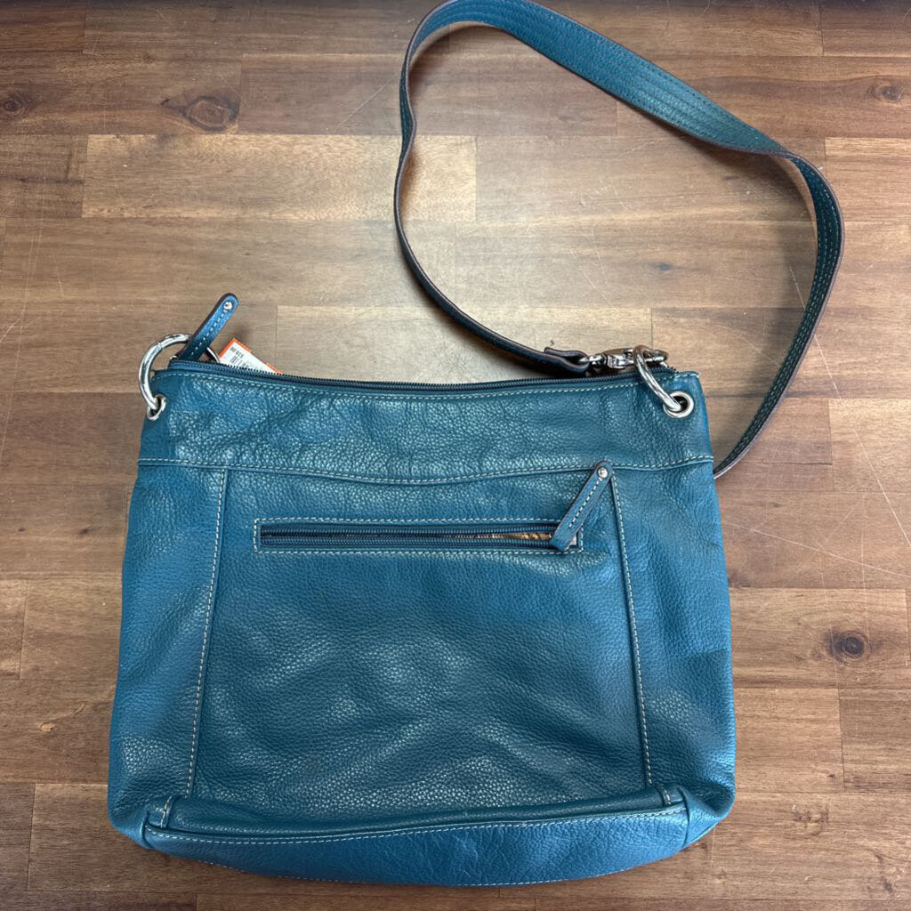 Tignanello Teal Pebbled Leather Crossbody Purse