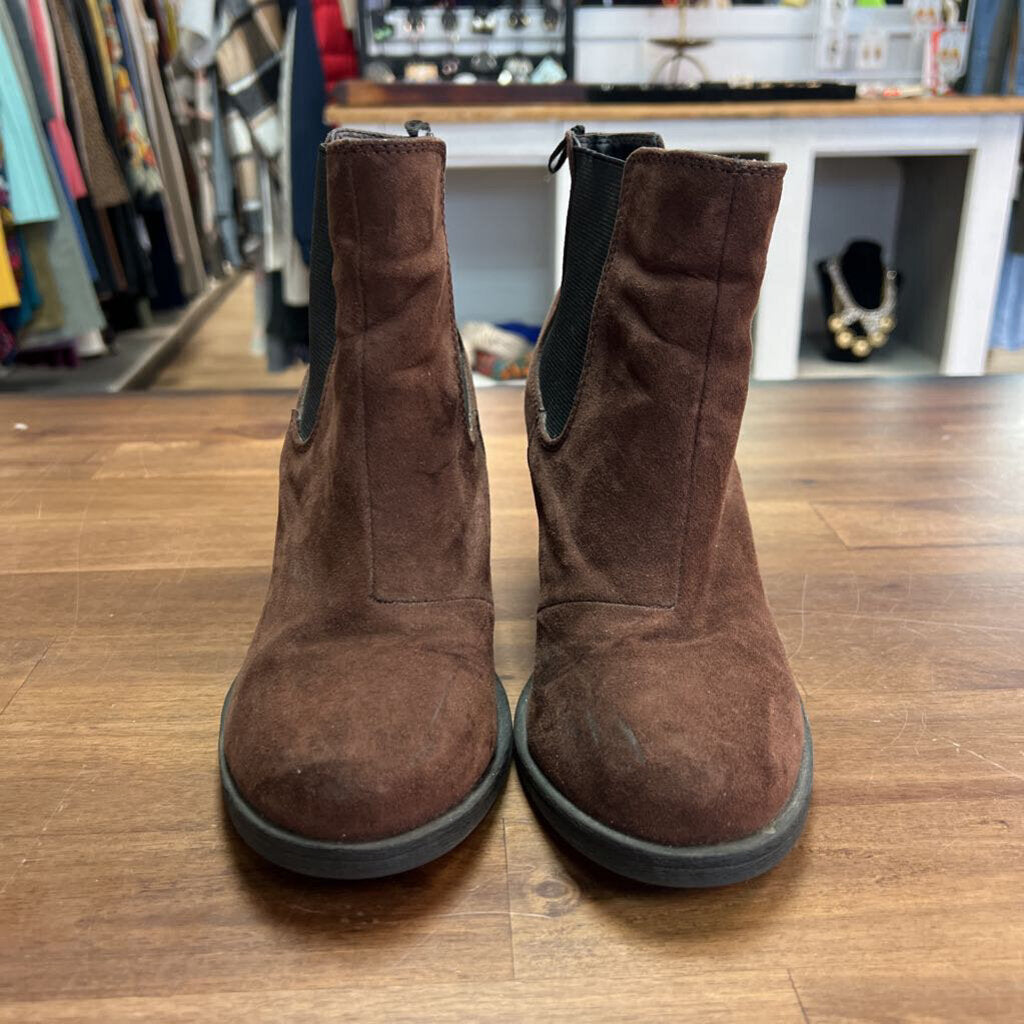 H&M Brown Suede Heel Ankle Boots 5.5