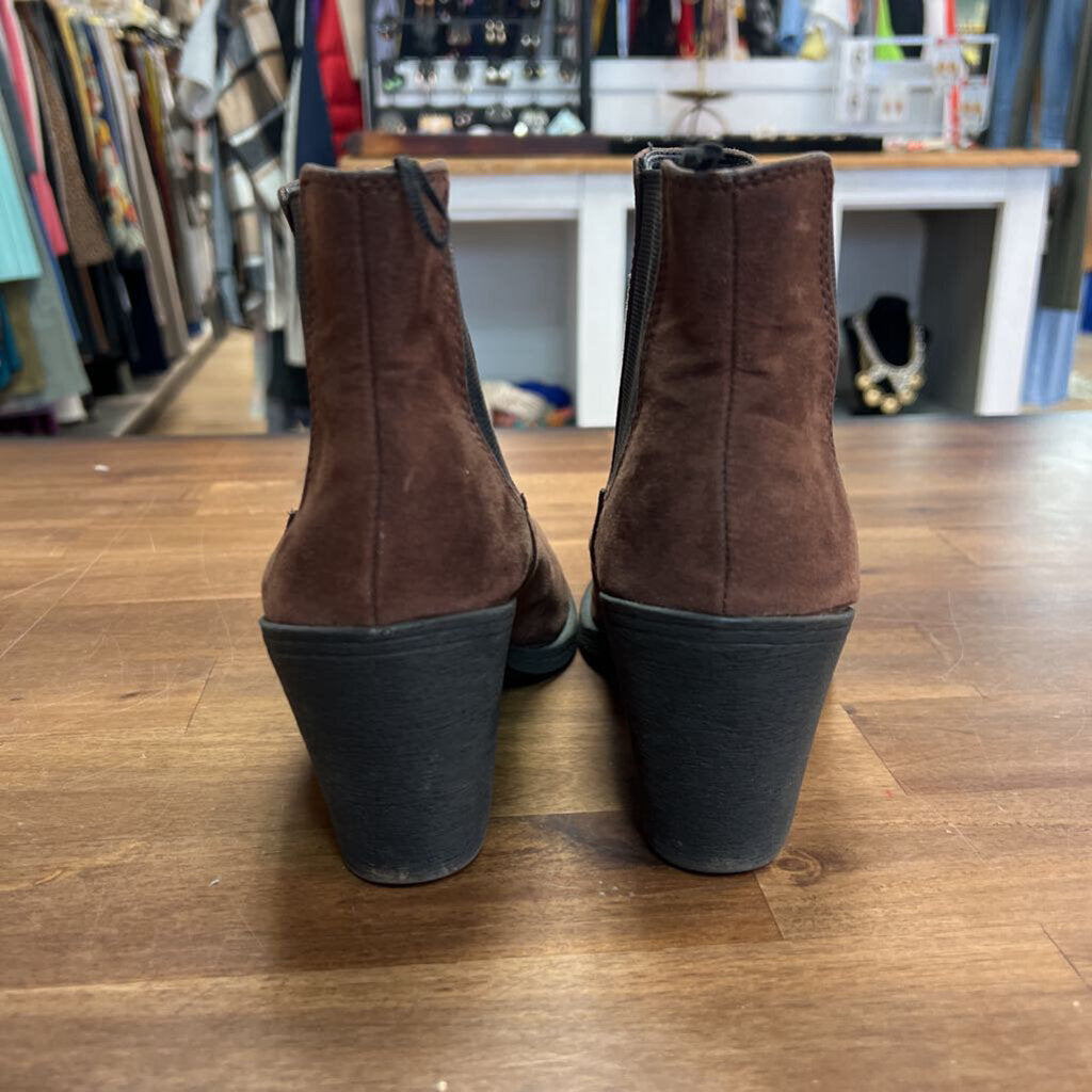 H&M Brown Suede Heel Ankle Boots 5.5