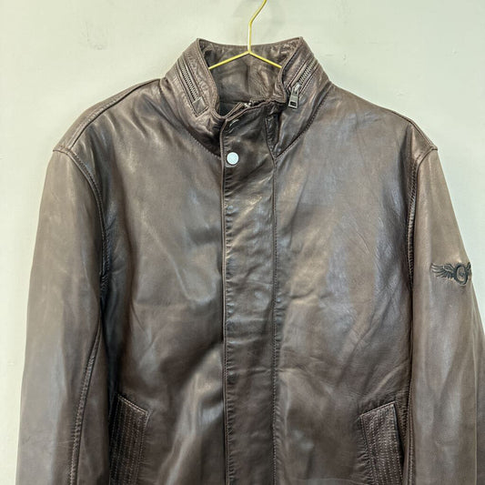 Pronto Uomo Brown Leather Jacket Large