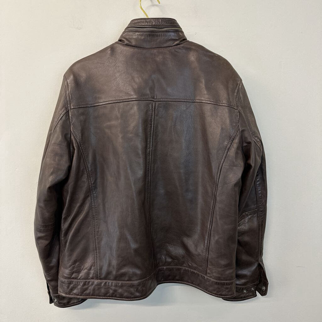 Pronto Uomo Brown Leather Jacket Large